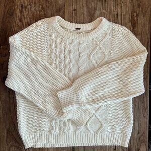 Free People Ivory Cable Knit Sweater